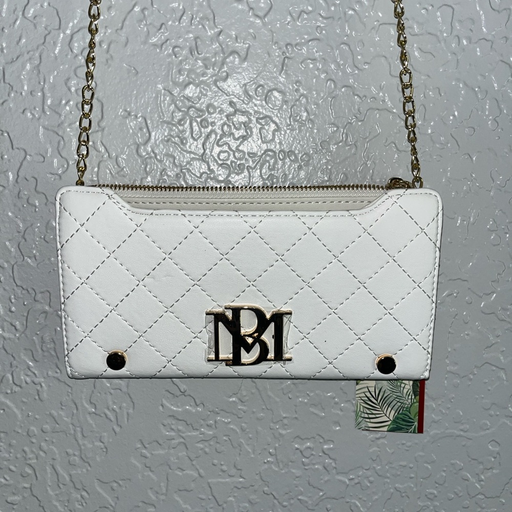 Badgley Mischka White Quilted Chain Bag